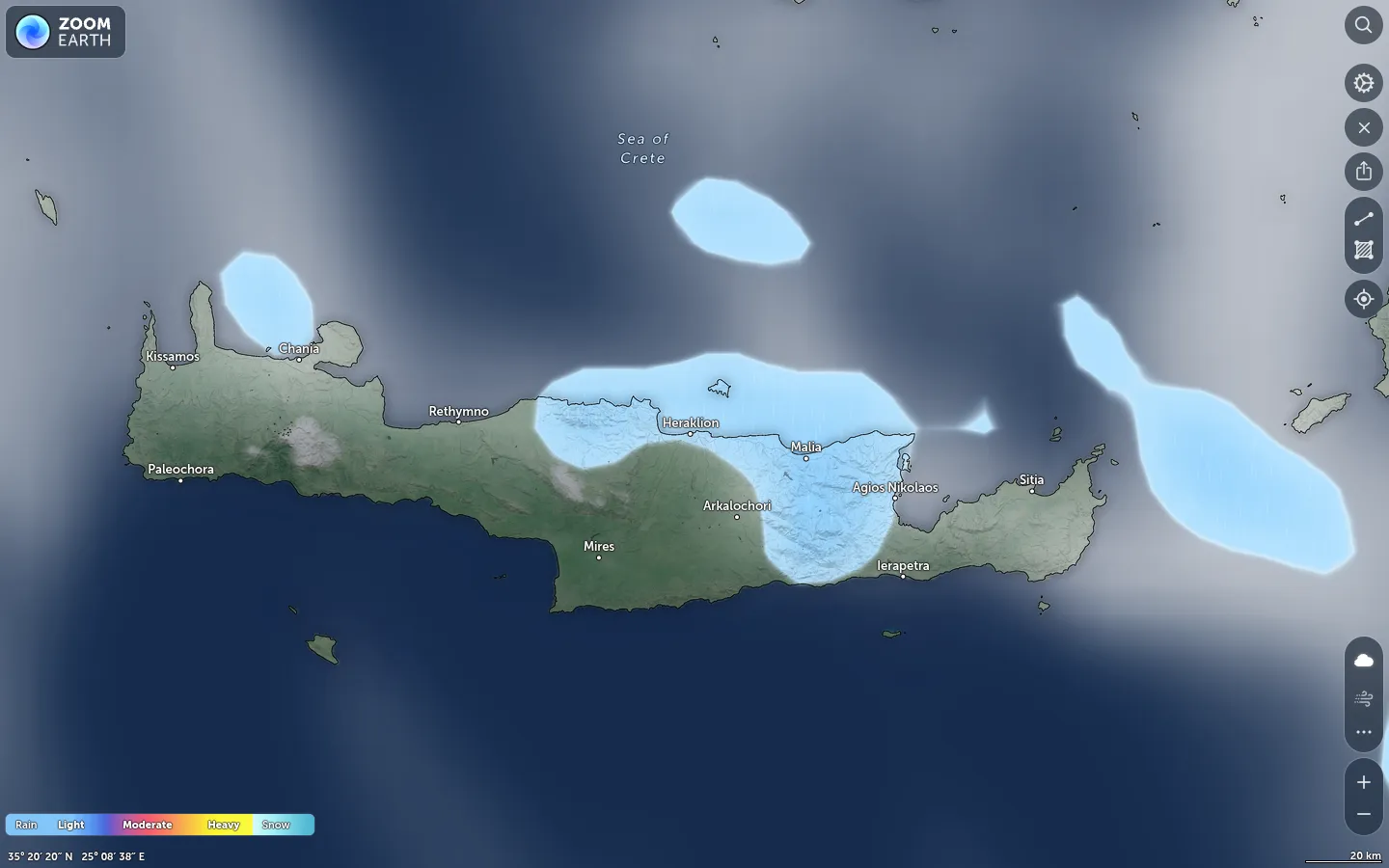 Χάρτης βροχόπτωσης Ηράκλειο καιρός