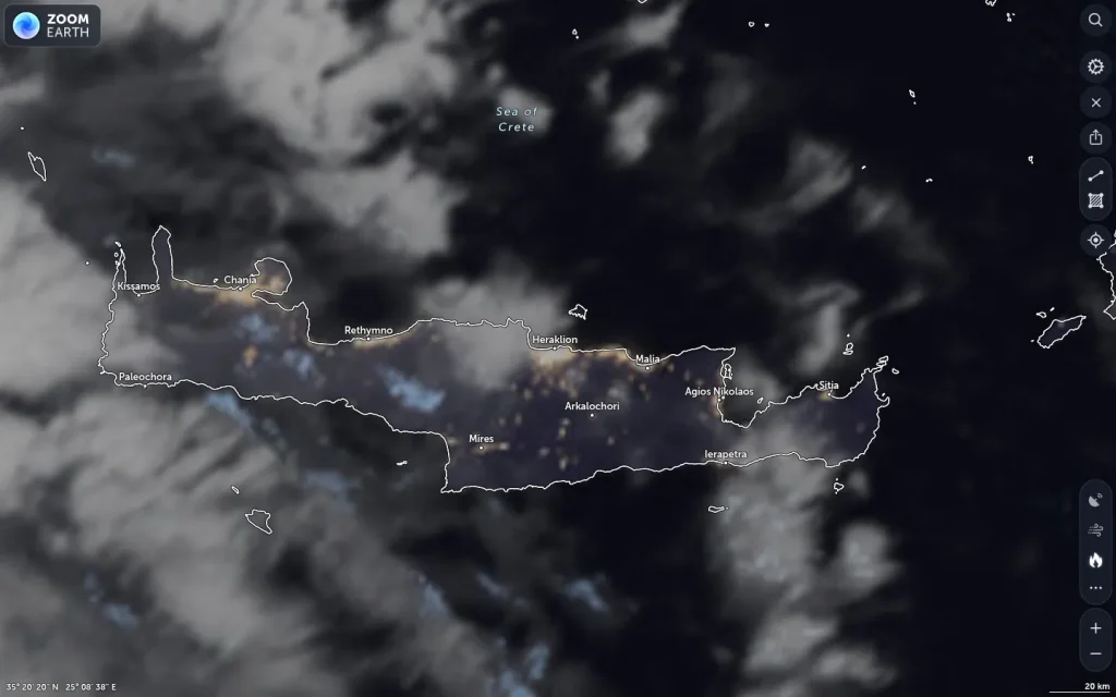 Δορυφορική εικόνα Ηράκλειο καιρός — 17–23 Μαρτίου 2026