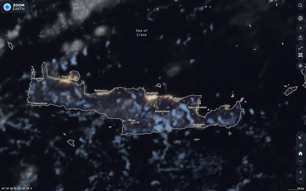 Δορυφορική εικόνα Ηράκλειο καιρός — 3–9 Απριλίου 2026