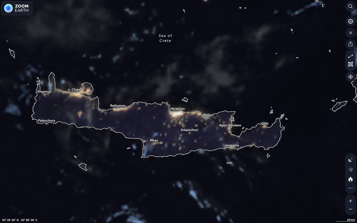 Δορυφορική εικόνα Ηράκλειο καιρός