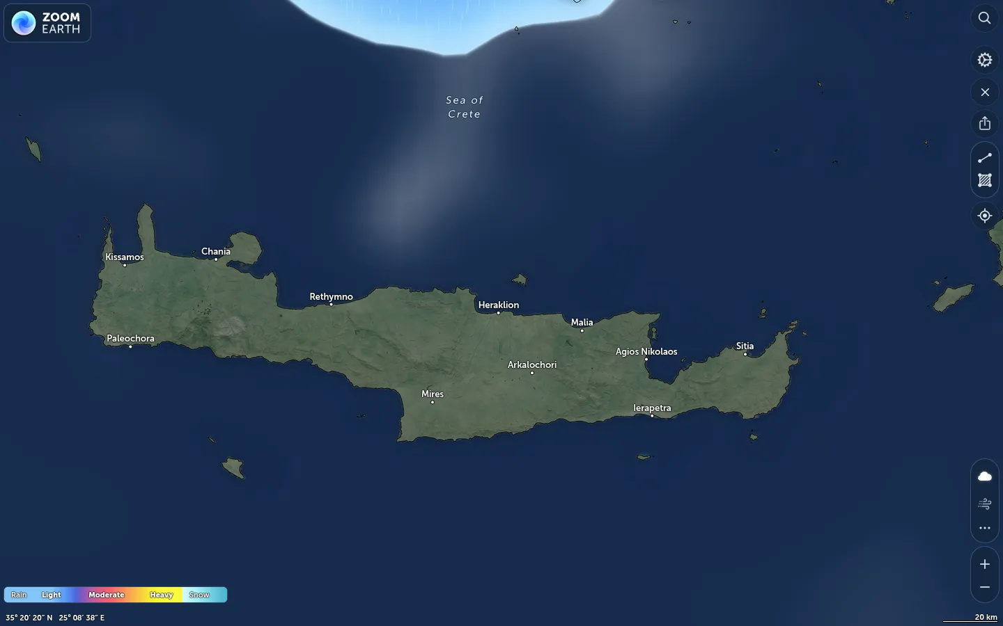 Χάρτης βροχόπτωσης Ηράκλειο καιρός