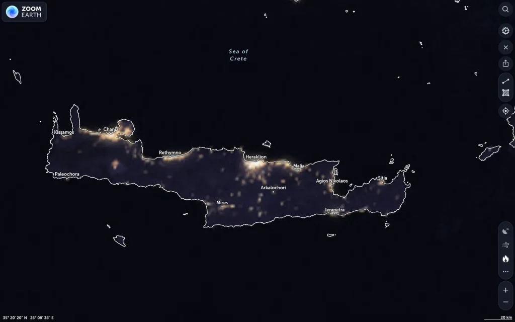 Δορυφορική εικόνα Ηράκλειο καιρός — 10–16 Ιουλίου 2026