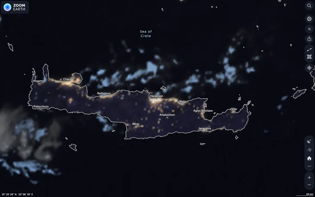 Δορυφορική εικόνα Ηράκλειο καιρός — 24–30 Ιουλίου 2026