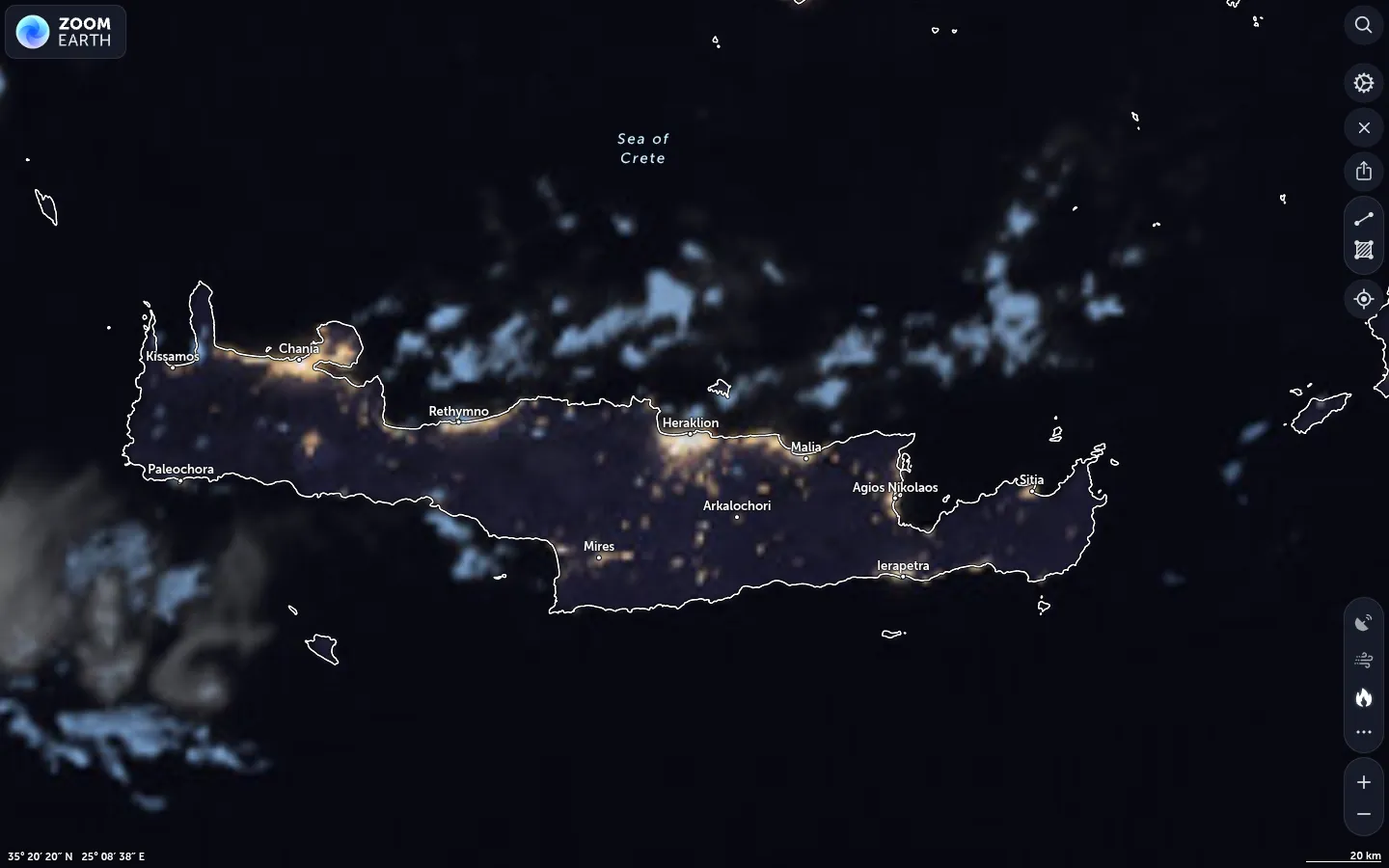Δορυφορική εικόνα Ηράκλειο καιρός