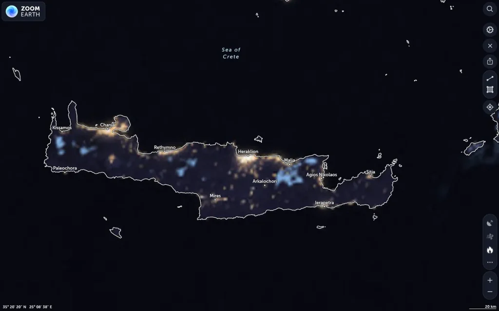 Δορυφορική εικόνα Ηράκλειο καιρός — 14–20 Αυγούστου 2026