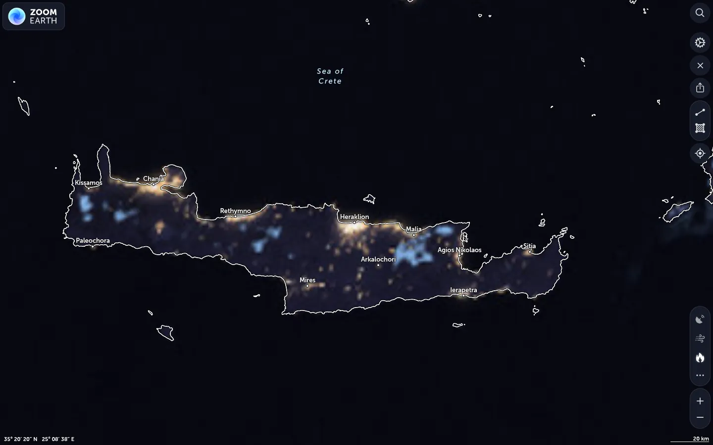 Δορυφορική εικόνα Ηράκλειο καιρός