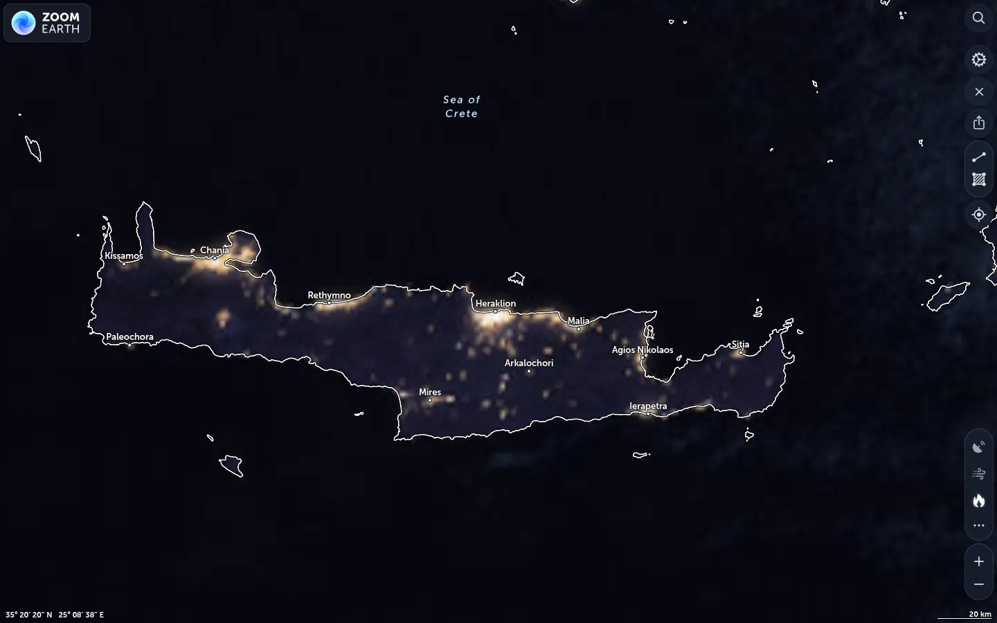 Δορυφορική εικόνα Ηράκλειο καιρός