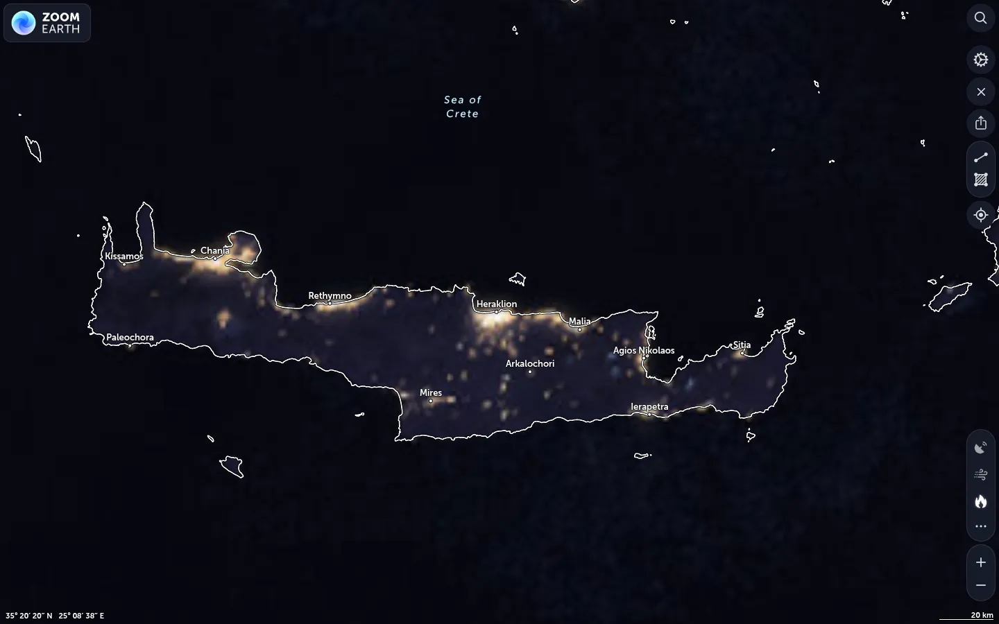 Δορυφορική εικόνα Ηράκλειο καιρός