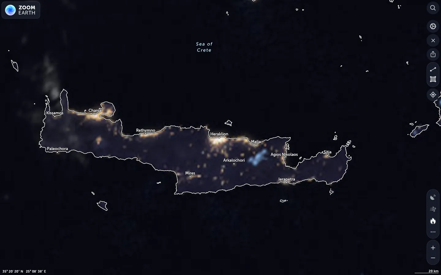 Δορυφορική εικόνα Ηράκλειο καιρός
