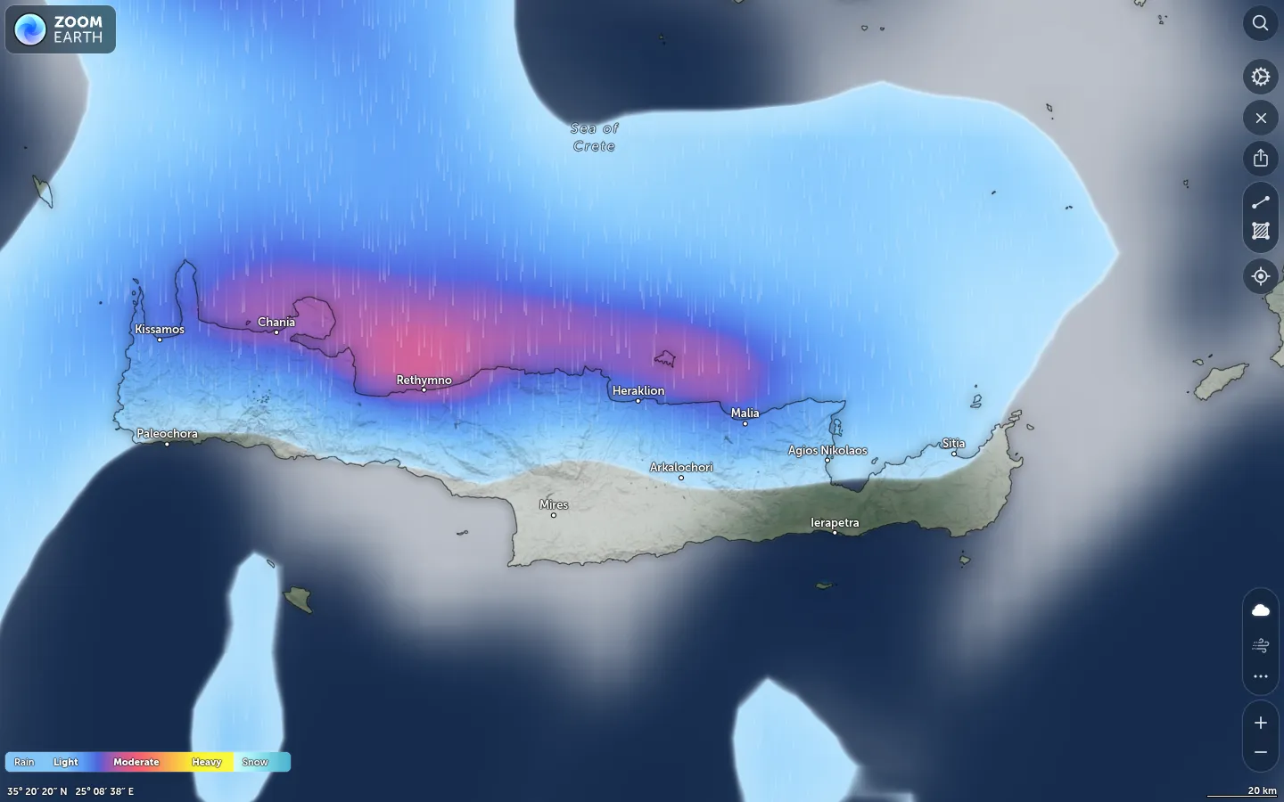 Χάρτης βροχόπτωσης Ηράκλειο καιρός